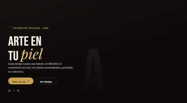 Captura real del sitio de INKSOUL funcionando
